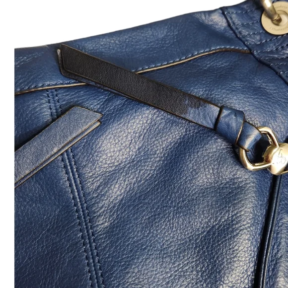 B. Makowsky Blue Soft Genuine Leather Shoulder Bag - Picture 8 of 17